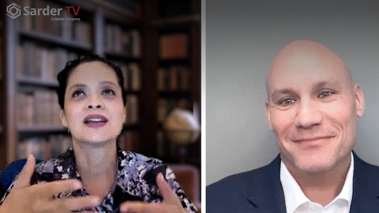 Vaishali Jain and Benjamin Alarie in the Sarder TV interview